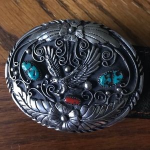 Genuine Turquoise & Coral Belt. S.S.I. 88